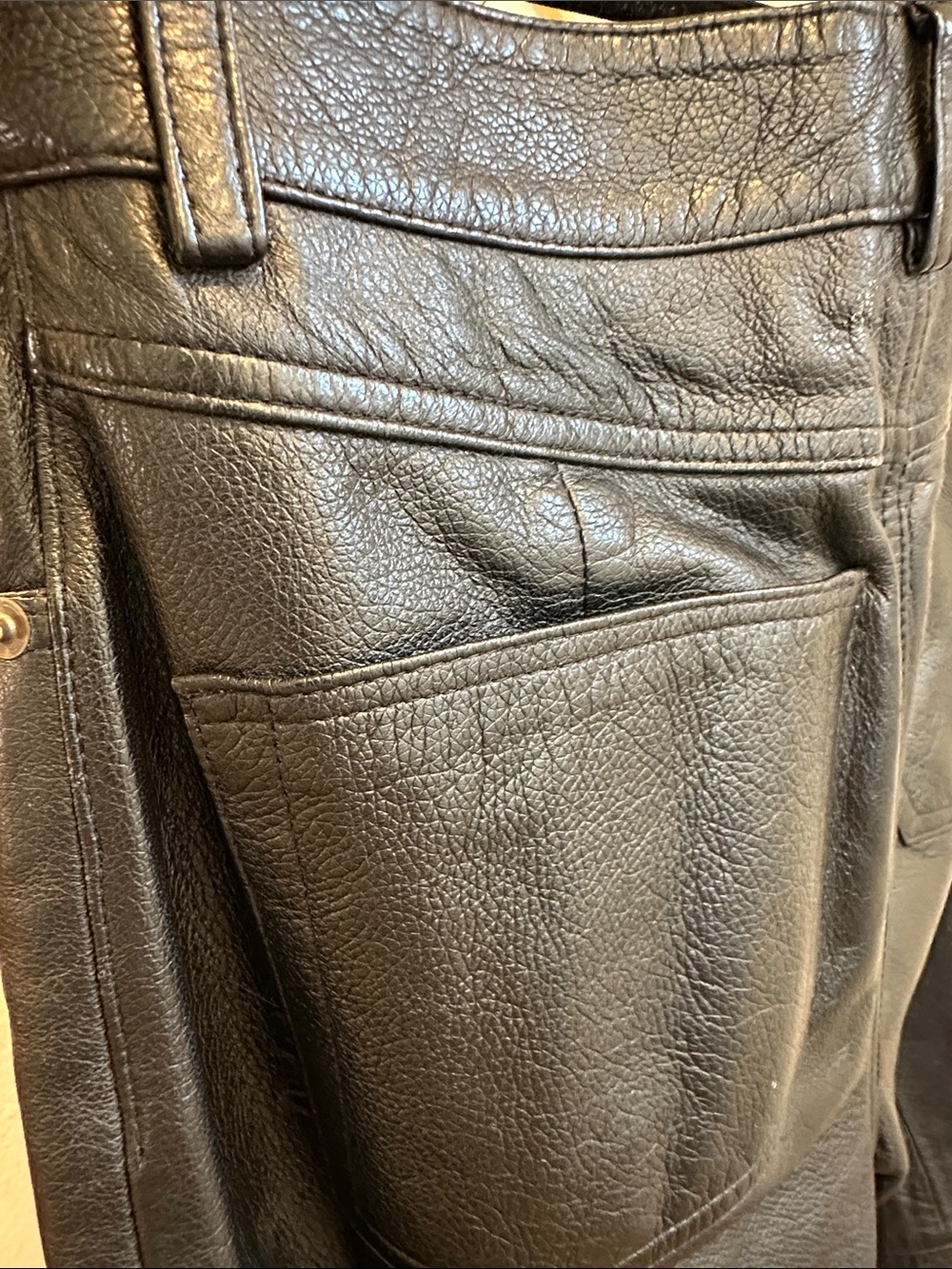 Vintage Co-operative 100% Leather Straight Leg Pants Size 6 Black Lined - Picture 9 of 17